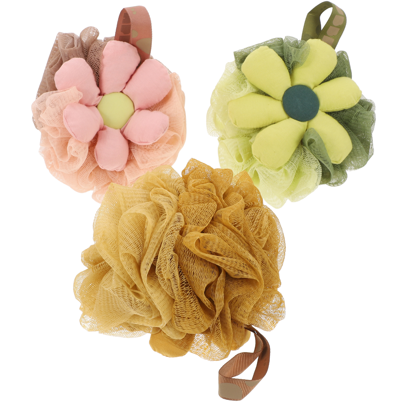 3 Pcs Flower Bath Ball Loofah Baby Tub Shower Body Scrub Sponge Travel