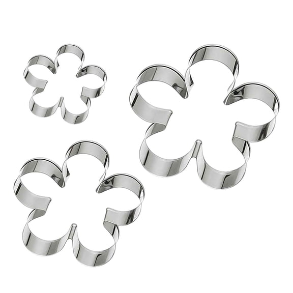 3 Pcs Flower Cookie Cutter Set, Stainless Steel Baking tools, Five Petal Scalloped Edge Spring Flowers Cook Cutters Shapes Molds, Flower Fondant Cookie Cutters for Diy Crafts Qideship