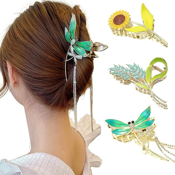 3 Pcs Flower Metal Hair Clips for Women Large Tulip Hair Claw Clips Non Slip Strong Hold Jaw Clips Fashion Hair Accessories for Thick Thin Curly Hair