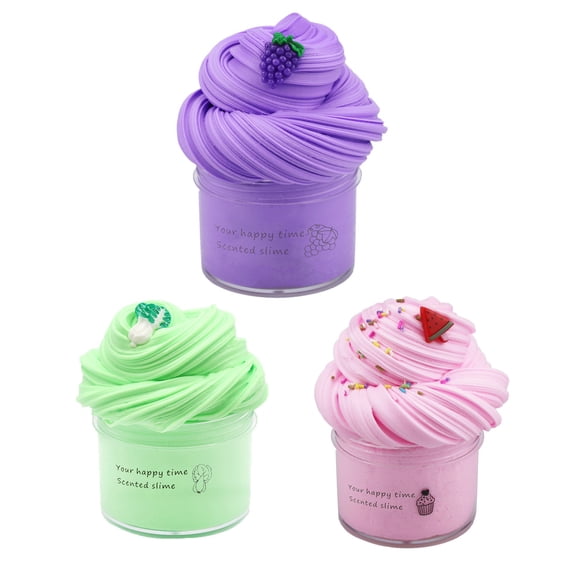 3 Pcs Fluffy Scented Slime, Stress Relief Toy, Non-Sticky, Soft, Ideal for Sensory Play,Random Color