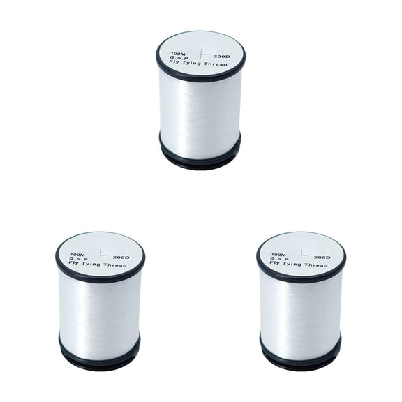 3 Pcs Fly Tying Materials 1 Piece 200D 100 Yard, High Tensile Polyethylene G S P Thread for Nymphs Streamer and Wet Dry Flies, White Fly Tying Line, Fishing