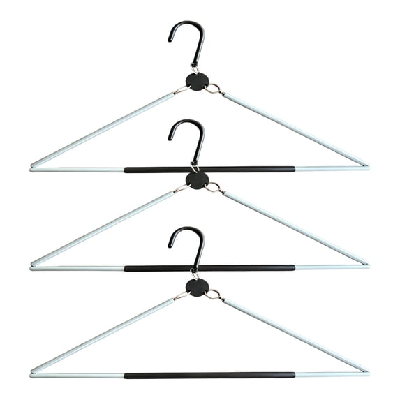 3 Pcs Foldable Clothes Hangers, Space Saving Collapsible Clothing Hangers, Portable Travel Garment Hangers, Multi Hook Non Slip Closet Storage Hangers, Fold Up Apparel Drying Hangers