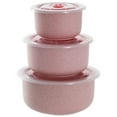 thumbnail image 1 of 3 Pcs Food Storage Containers with Lids,Wheat Straw Dishware Plastic Lunch Container,Microwave Nesting Mixing Bowls Set,Deep Cereal Bowls Lunchbox Office,Pink,10oz,17oz,30oz, 1 of 9