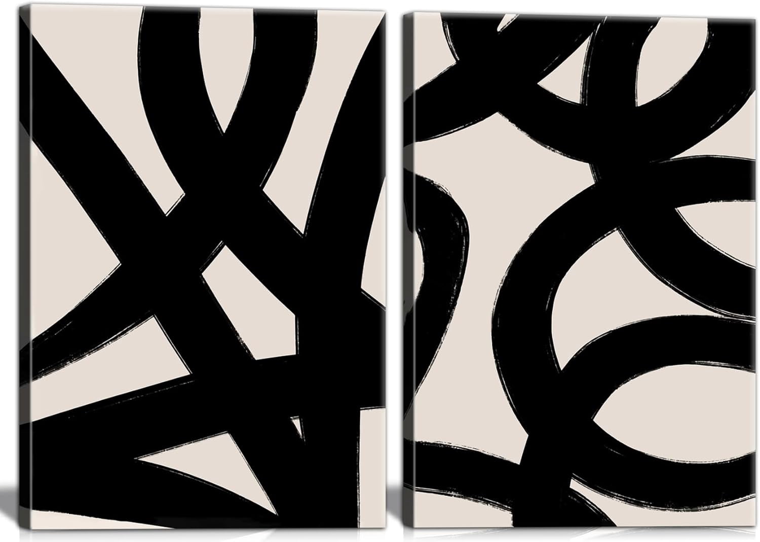 Photo inspiration: Minimalist Bedroom Decor With Abstract Art Reference: 3 Pcs Framed Abstract Wall Art Modern Gallery Prints Black
