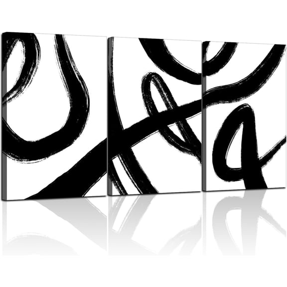 3 Pcs Framed Abstract Wall Art Modern Gallery Prints Black Green Gold Lines Canvas Painting Minimalist Poster Picture Living Room Bedroom Office Wall Decor 12x16 Inch Ready To Hang