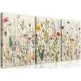 thumbnail image 1 of 3 Pcs Framed Flowers Canvas Wall Art Watercolor Floral Botanical Prints Wildflower Pictures Wall Decor Colorful Plant Paintings Posters for Bathroom Living Room Bedroom Office Kitchen(12x16in), 1 of 6