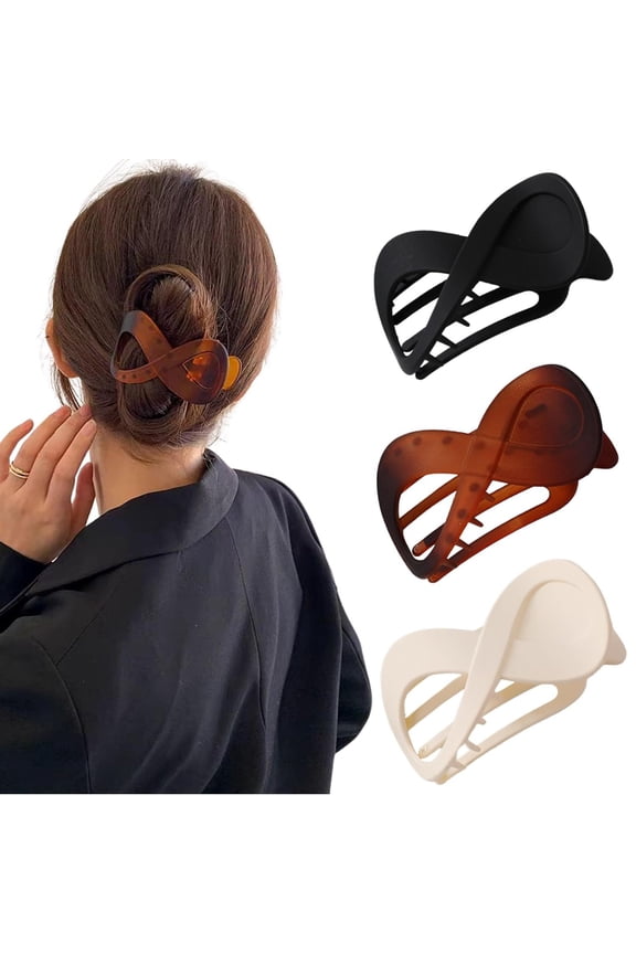 3 Pcs French Concord Flat Hair Clips, 3.35 Inch Curved Hair Claw Alligator Hair Clips Volume Strong Hold Banana Barrettes Hair Clamps Jaw Clips for Women