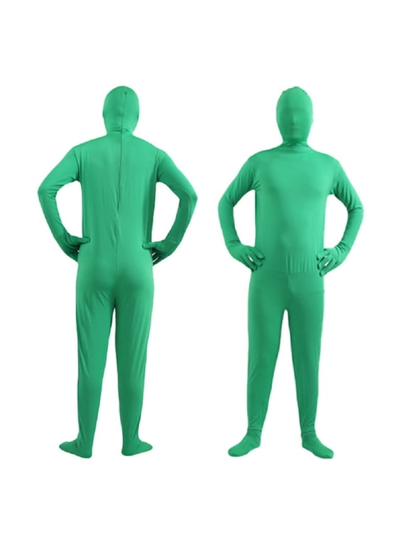 3Pcs Full Body Green Screen Suits, Adult Chroma Key Bodysuit with Head Cover for Video Editing Cosplay Halloween Party