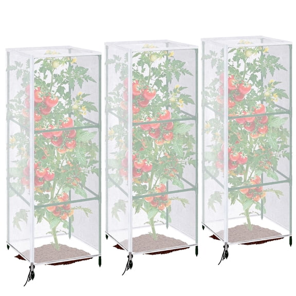 Garden Bird Netting,3-Pack 59"x17.7", Plant Cover with Zipper Drawstring for Tomato Cage