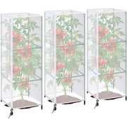 3 Pcs Garden Bird Netting for Square Tomato Cage, 59" x 17.7" Tomato Cage Net Fruits Tree Netting with Zipper & Drawstring for Garden Protection, White