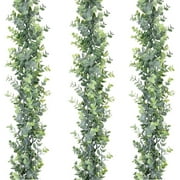 3 Pcs Garland 6ft Artificial Greenery Garland Bulk Silk Leaves Vines For Wedding Hanging Silver Dollar Leaves Vines For Arch