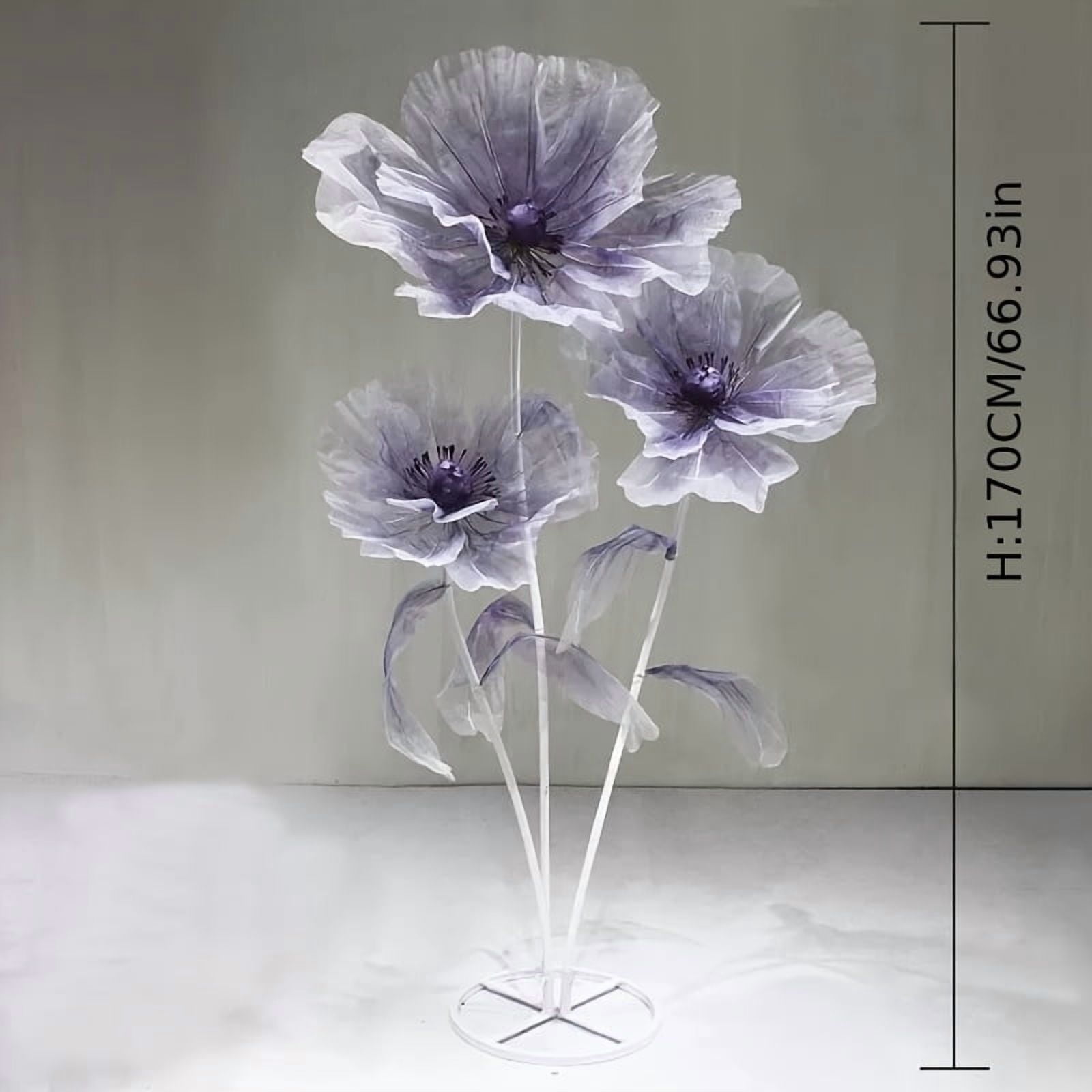 3 Pcs Giant Poppy Artificial Fake Flowers Set with Base Branches ...