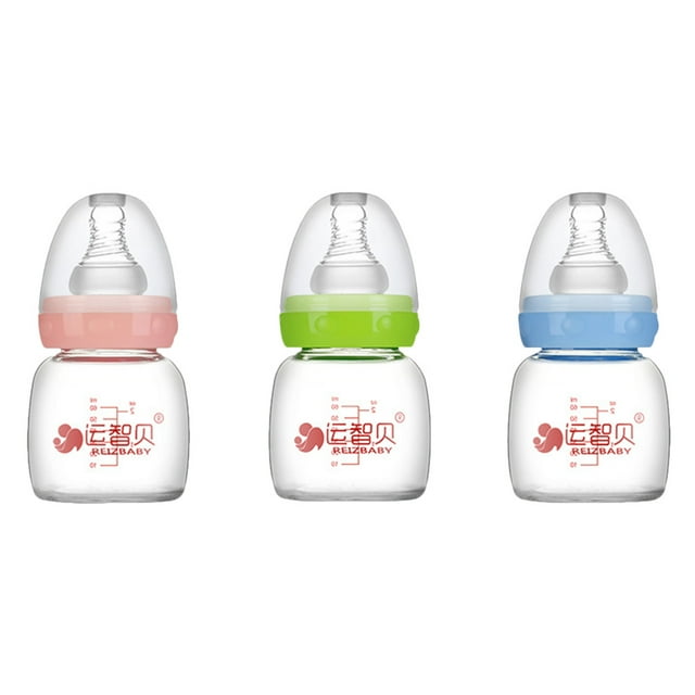 3 Pcs Glass Baby Bottle Pacifiers Breast Bottle for Baby Small Glass