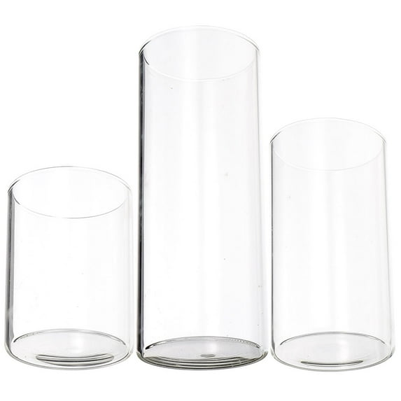 3 Pcs Glass Candle Cup Clear Covers Decor Holder Protective Wedding Gifts for Anniversary Pillar Shades