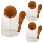 3-Piece Glass Storage Jar Set with Cork Lids & Spoons, 500ml Clear Canisters for Pantry, Kitchen, Spices, Coffee, Tea, Flour, Sugar, Airtight Containers