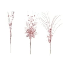 3 Pcs Glitter Artificial Christmas Flowers – Gold Powder Poinsettia Picks with Flexible Stems for Tree, Wreaths, Garlands, and Holiday Centerpiece Decorations