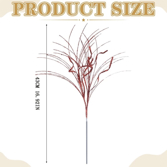 3 Pcs Glitter Christmas Tree Pick and Spray, 16.92 inch Christmas Curly Spray Branches, Shiny Sequin Stem Picks, Holiday Vase Filler Accent, Table Arrangement Supply, Seasonal Mantel Display Decor