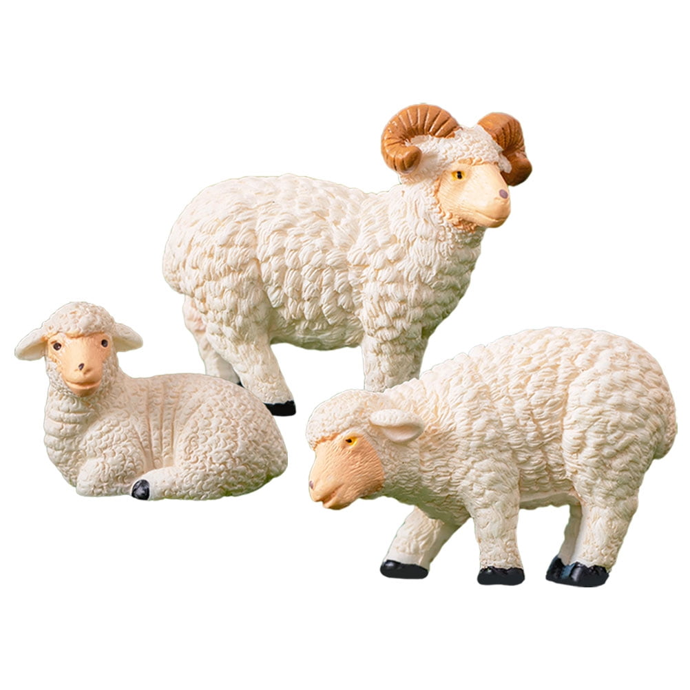 3 Pcs Goat Miniature Animals Ornament Sheep Decor Sheep Sculptures ...