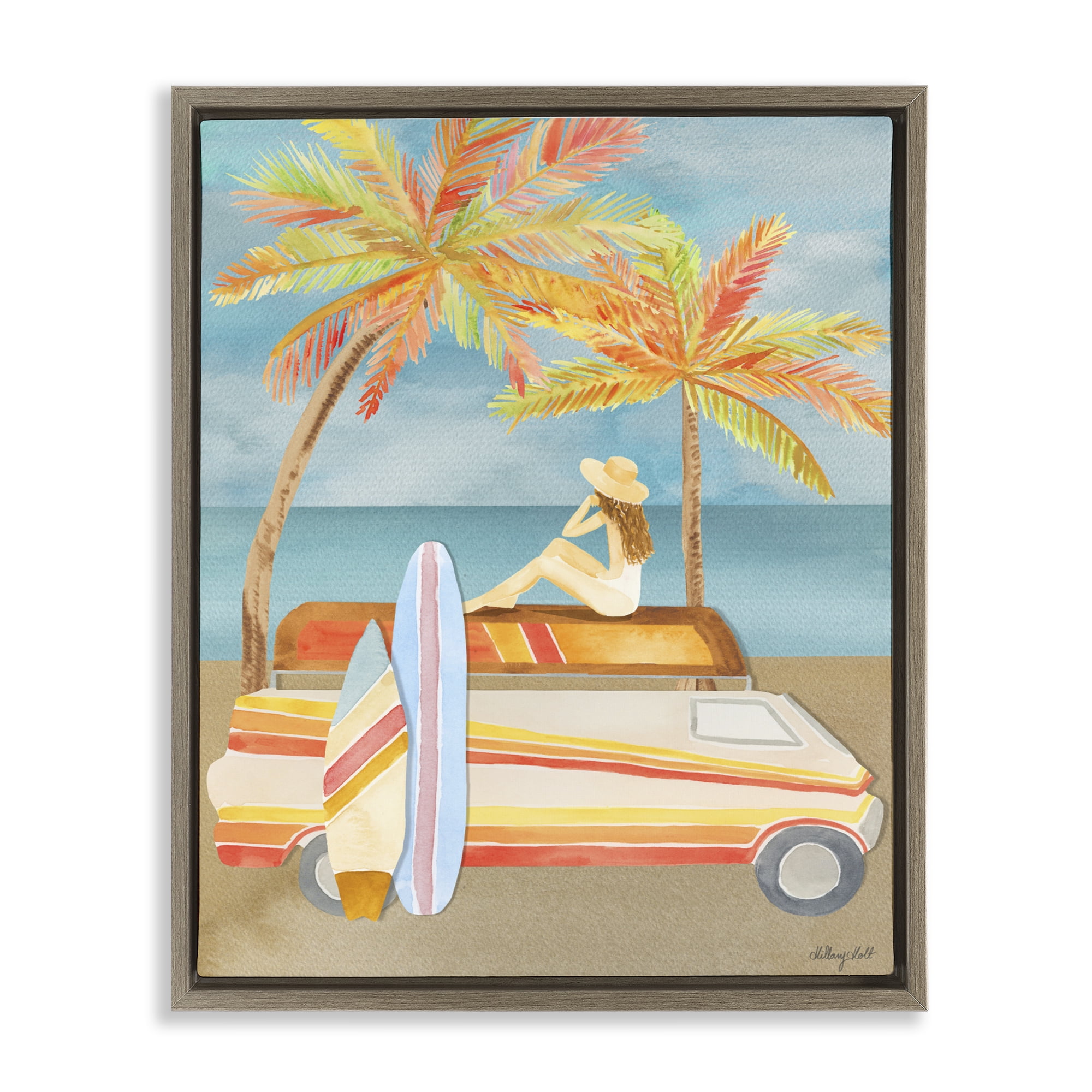 Stupell Industries California Road Trip Brown Framed Floater Canvas Wall Art, design by Hillary Holt