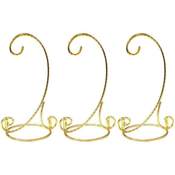 3 Pcs Gold Metal Ornament Display Stands, Stylish Wine Rack and Kitchen Hook, 19cm Height