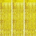 thumbnail image 1 of 3 Pcs Gold Metallic Foil Curtains,3.28ft x 6.56ft Fringe Rain Curtain Shine Photo Booth Backdrop Tinsel Curtain Streamer for Wedding Christmas New Year Baby Shower Celebration Party, 1 of 9