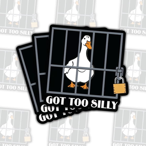 3 Pcs Goose Got Too Silly Sticker, Funny Silly Goose in Jail Decal, Goose Got Too Silly Sticker, Certified Silly Goose Stickers for Book Notebook Water Bottle Tumbler Phone Case Laptop 3"x3"