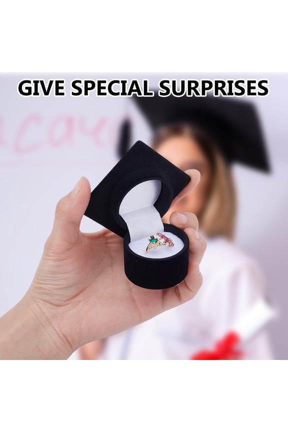 3 Pcs Graduation Cap Ring Box Graduation Gifts for Daughter Granddaughter Class Ring Boxes Black Storage Box Ring Ceremony Case for Graduation Party Supplies