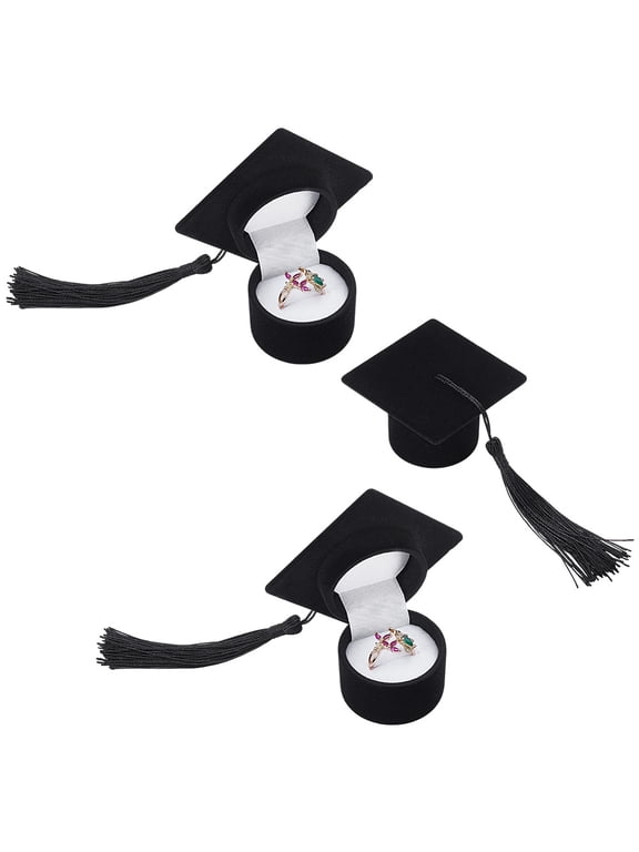 3 Pcs Graduation Cap Ring Box Graduation Gifts for Daughter Granddaughter Class Ring Boxes Black Storage Box Ring Ceremony Case