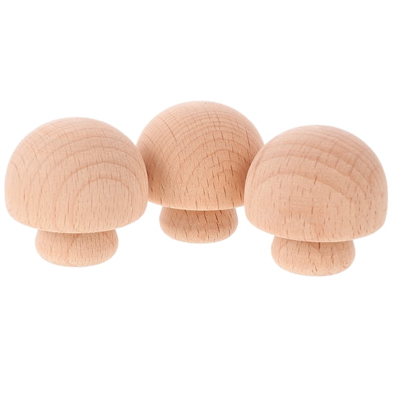 3 Pcs Graffiti DIY Wooden Mushroom Ornaments Toy Decor Child Brown