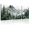 thumbnail image 1 of 3 Pcs Green Misty Forest d Canvas Wall Art Modern Fog Mountain Landscape Wall Painting Watercolor Nature Pine Tree Art Print Pictures for Living Room Bedroom Office Home Decorations 12"X16"X3Pcs, 1 of 7