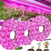 3 Pack Grow Lights,16.4 ft Induction Plant Lamp,Flexible Cut Plant Grow Lights,Waterproof Purple LED Grow Light Strips for Greenhouse Succulents Flowers Vegetables