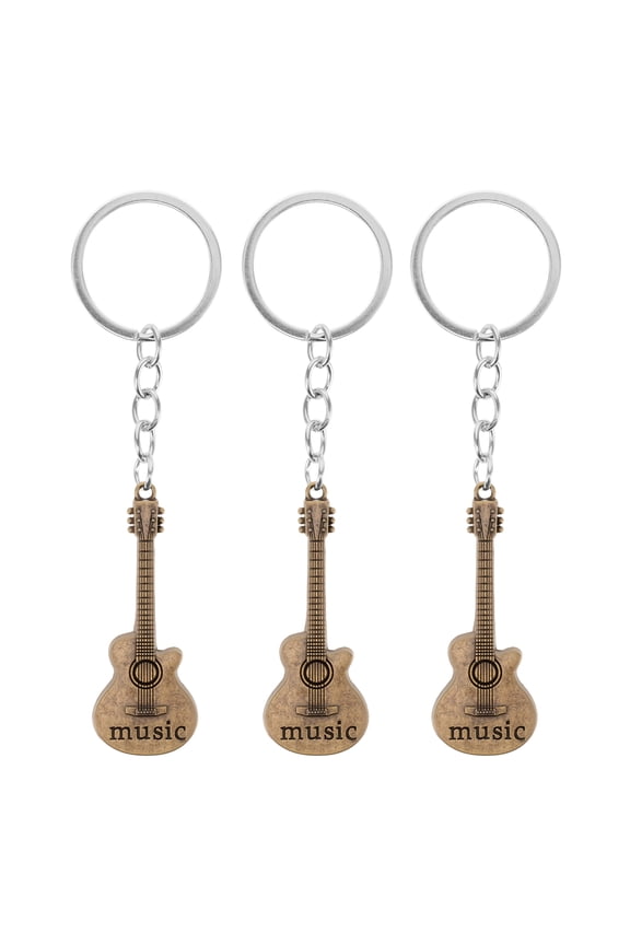 3 Pcs Guitar Key Chain Rings Small Keychain Tiny Keychains Beige