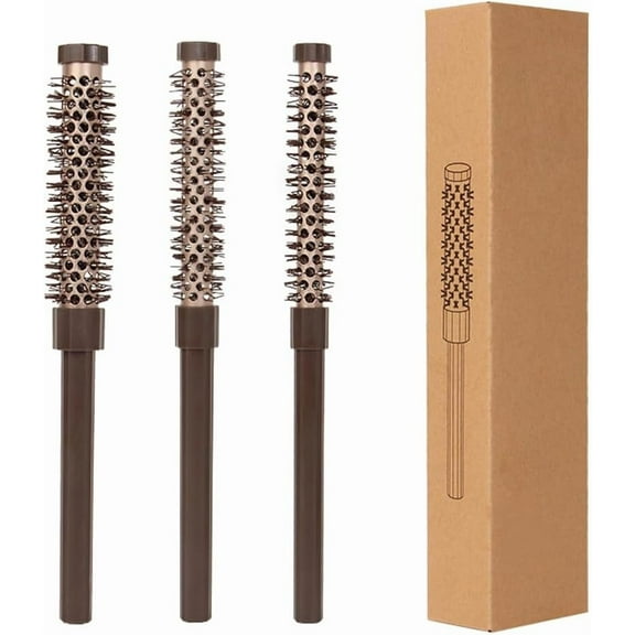 3 Pcs Hair Brush for Blow Drying Small Round Brush Blow Dryer Brush Round Hair Brush Soft Volumize Blow Dryer for Women Men Short Hair Bangs Roots Curling Straight (Small)