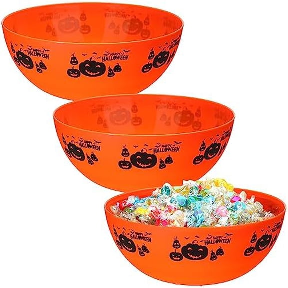 3 Pcs Halloween Candy Bowl Plastic Trick Treat Candy Bowls Halloween Party Supplies Large Party Plastic Serving Tableware Holders(Ghost)