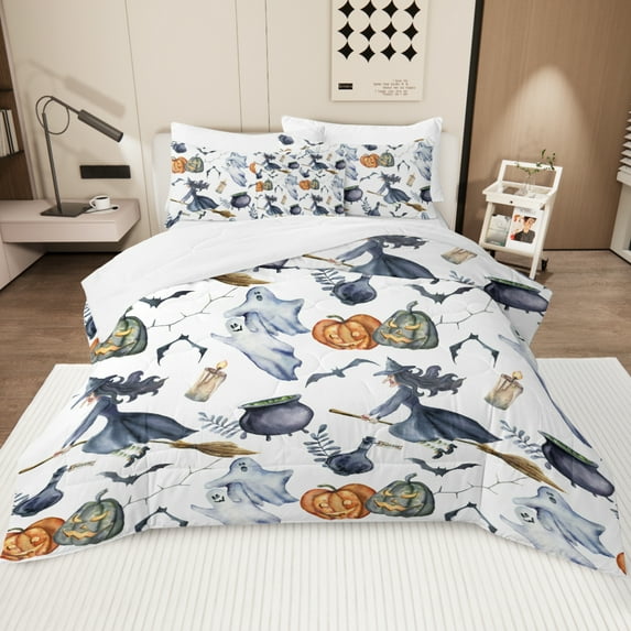 3 Pcs Halloween Duvet Cover Set, Full Size Witch Pattern Bedding Sets, Bedding Full Set, Pattern Bedding for Girls, Boys, Kids, Teen, Teenage
