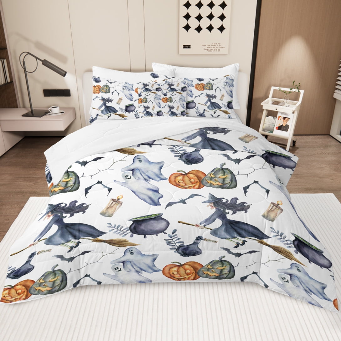3 Pcs Halloween Duvet Cover Set, King Size Witch Pattern  Bedding Sets, Bedding Full Set, Pattern Bedding for Girls, Boys, Kids, Teen, Teenage
