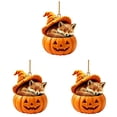 thumbnail image 1 of 3 Pcs Halloween Forest Animal Pumpkin Ornaments Cozy Forest Woodland Christmas Ornaments for Christmas Tree Pumpkin Animal Decor 2D Acrylic Hanging Ornament for Home Decor, 3.14 Inch, Fox, 1 of 5