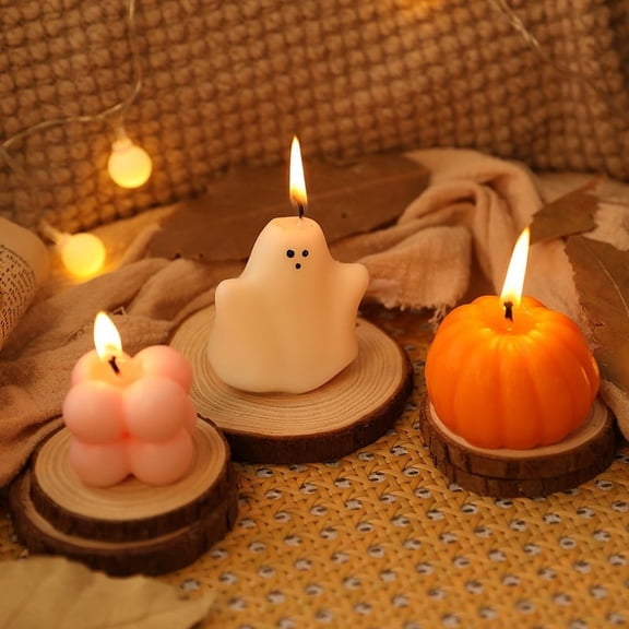 3 Pcs Halloween Ghost Pumpkin Candle Decorations Fun Scented Thanksgiving Halloween Handmade Wax Fall Candles and Pumpkin Decor for Home Decorative Tabletop Candle Gift for Halloween Thanksgiving