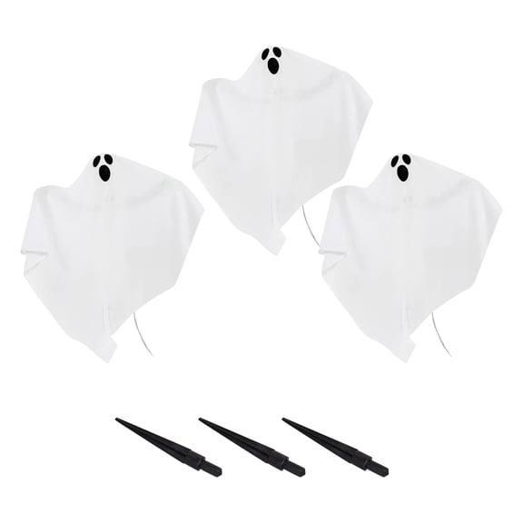 3 Pcs Halloween Scary Ghost Stakes — Warm LEDs with Eerie Glows, Halloween Decorations for Front Yard Pathways, Trick or Treat Routes & Outdoor Haunted Displays — great for Trick or Treat Nights