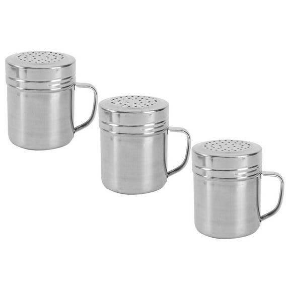 3 Pcs Handle Spice Jar Salt Shakers Bottle Metal Container with Lid Popcorn Seasoning Large Stainless Steel