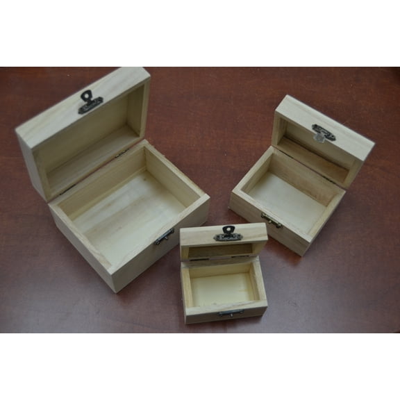 3 Pcs Handmade Brown Wood Storage Keepsake Wood Boxes