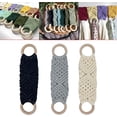 thumbnail image 1 of 3 Pcs Handmade Crochet Dish Towel Holder Boho Macrame Kitchen Towel Hanger Loop Ring Hanging Hand Towels Holder a Unique Gift for Christmas Housewarming Birthday Mother's Day (Black,Beige,Grey), 1 of 8
