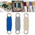 thumbnail image 1 of 3 Pcs Handmade Crochet Dish Towel Holder Boho Macrame Kitchen Towel Hanger Loop Ring Hanging Hand Towels Holder a Unique Gift for Christmas Housewarming Birthday Mother's Day (Blue,Beige,Grey), 1 of 8