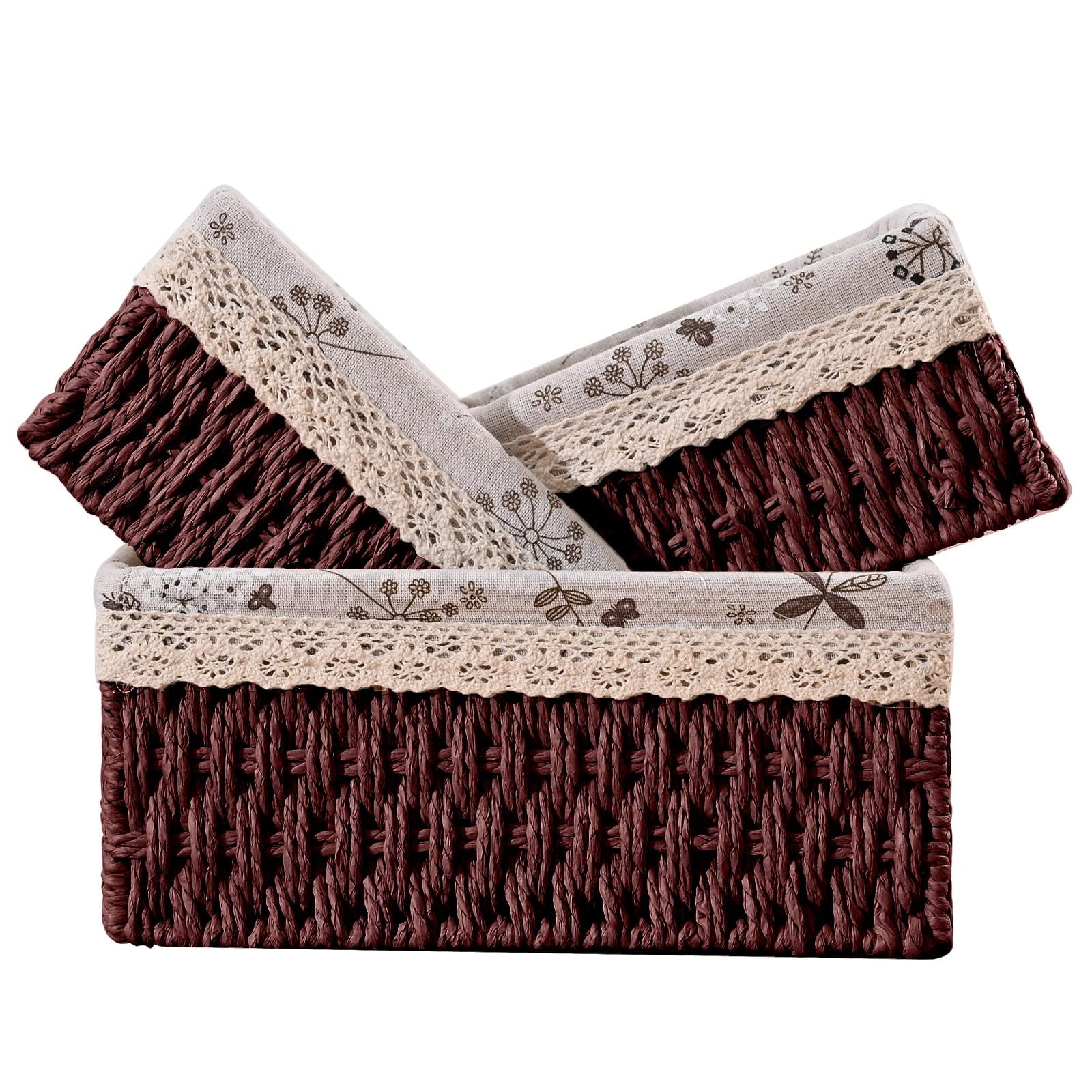 ENLOY Wicker Storage Baskets Set 3 Pcs Handmade Woven Decorative Home ...