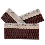 3 Pcs Handmade Wicker Storage Baskets Set Shelf Baskets,Woven Decorative Home Storage Bins for Bedroom,livingroom,kitchenroom,Table,Closet,Pantry, Entryway, Hom