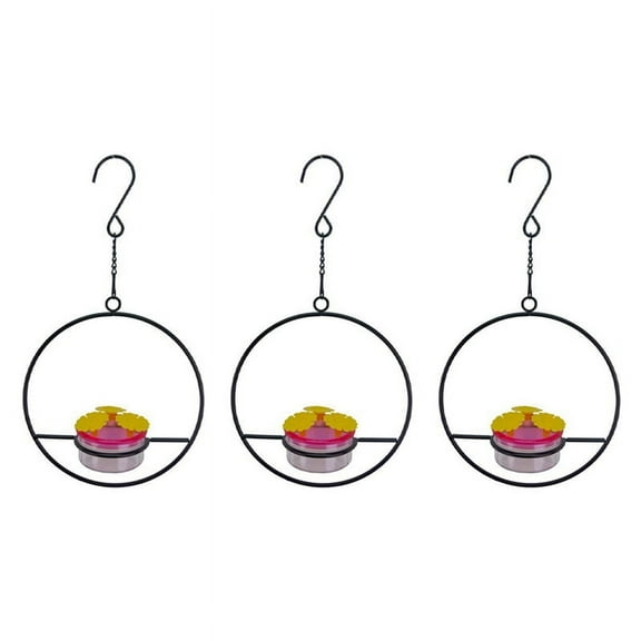 3 Pcs Hanging Hummingbird Feeder, Stackable Humming Bird Feeder with Metal Frame & Red Plastic Bowl Heartshape