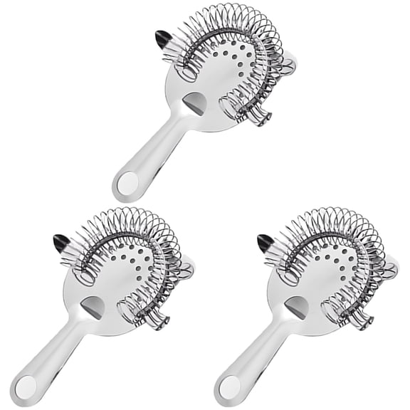 3 Pcs Hawthorne Strainer for Cocktails, 4 Prong Stainless Steel Cocktail Strainer Set with Integrated Bottle Opener, Professional Bar Tools Bartender Accessories for Home Bar, Mixology, Parties
