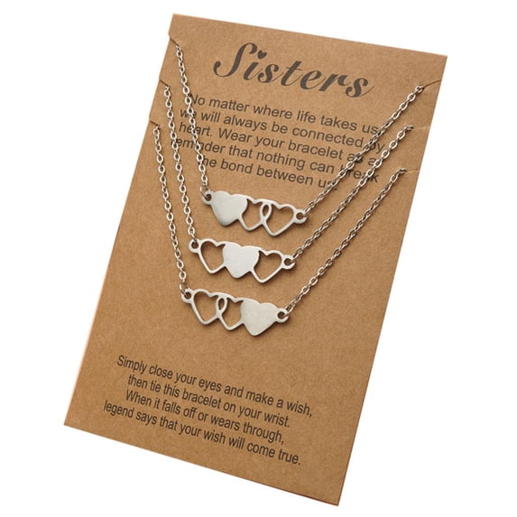 3 Pcs Heart-shaped Short Necklaces Best Friend Necklace Sister Necklace Matching Heart Pendants Jewelry Birthday Gifts