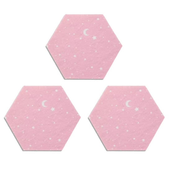 3 Pcs Hexagon Felt Wall Tiles, Self Adhesive Cork Board Hexagon Bulletin Boards with Push Pins, Large Size Felt Cork Board Tiles Memo Notice Board for Office Classroom Bedroom Home Wall Decor