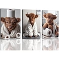 thumbnail image 1 of 3 Pcs Highland Cow Bathroom Wall Art Decor, Funny Cow Canvas Painting Posters Prints, Cute Highland Cow Pictures for Bathroom（Unframed）, 1 of 6